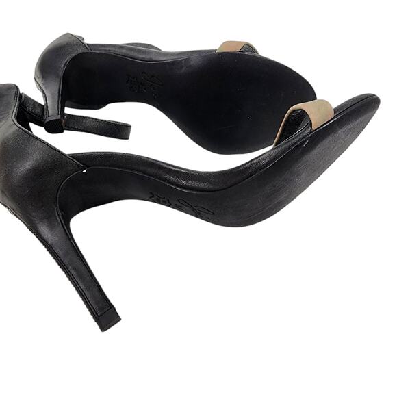 Joie Abbott Camo Toe Strap Black Ankle Strap Zipper Back Stiletto Heels Size 6.5 - Picture 2 of 7